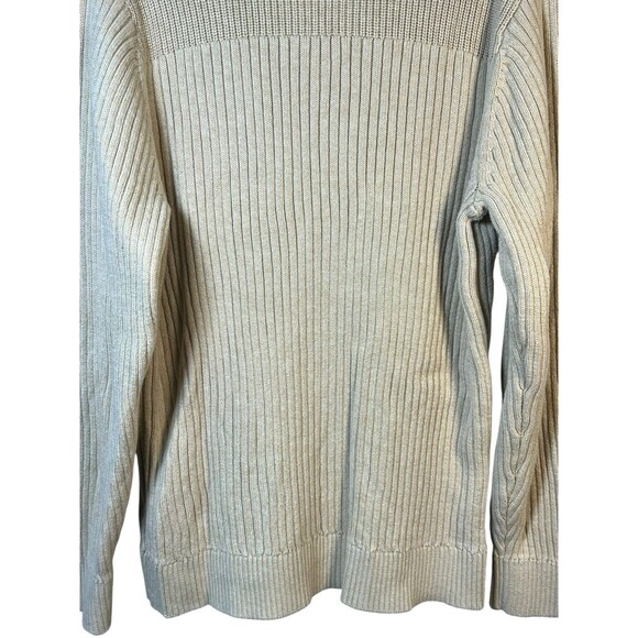 L.L. Bean Sweater Mens Large Beige Mock Neck Knit Preppy Outdoors Cotton Button - Picture 10 of 11